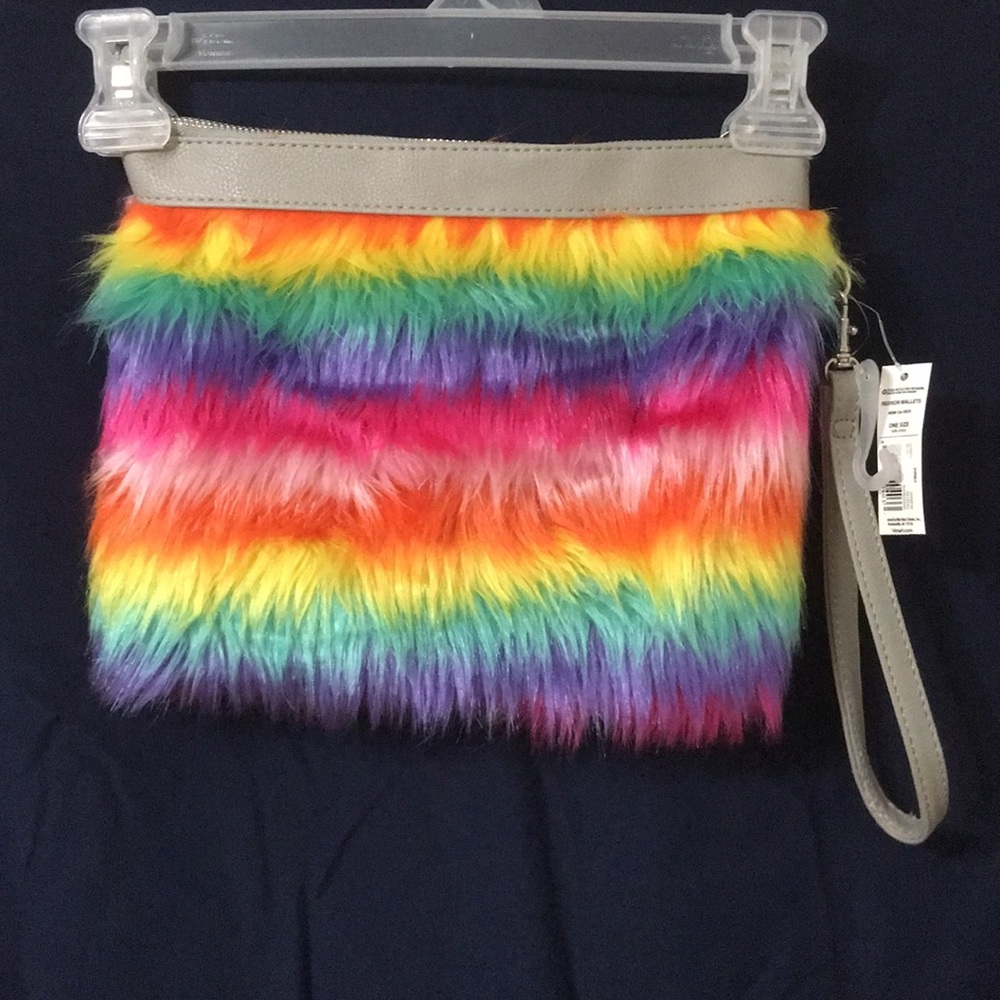 Neon Rainbow clutch with detachable strap.    (B1)